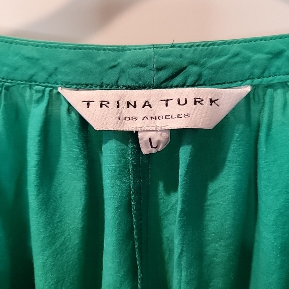 Trina Turk Bright Green Top Size L - Picture 6 of 8